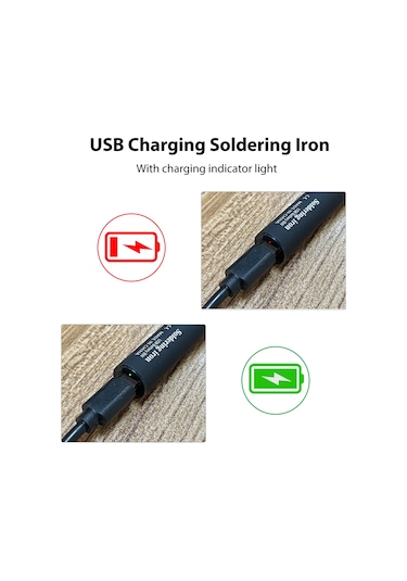 Kangvka Kablosuz Li-pilli 650mah Dürtü Kaynağı Seti - 3 Sıcaklık Seviyesi, Usb-c Şarj, Ev Ve Dıy İçin Siyah Uç + Tutucu + Talaş + Şarj Kablosu Dahil