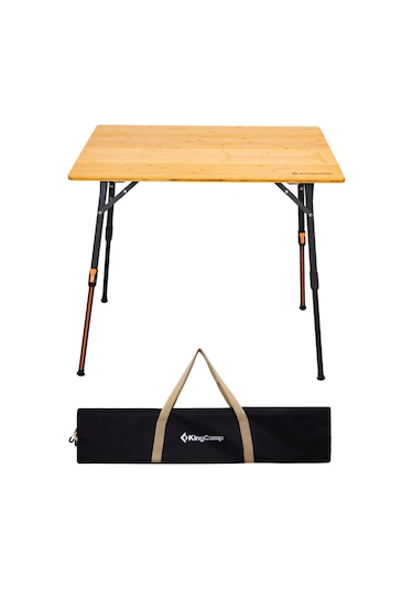 Kingcamp Bamboo All-terrain M 80x60 Bambu Kamp Masası Ahşap - Siyah