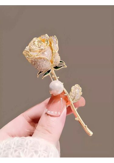 Beautiful Detail Orijinal Gül Desenli Broş 188001077 Altın Rengi