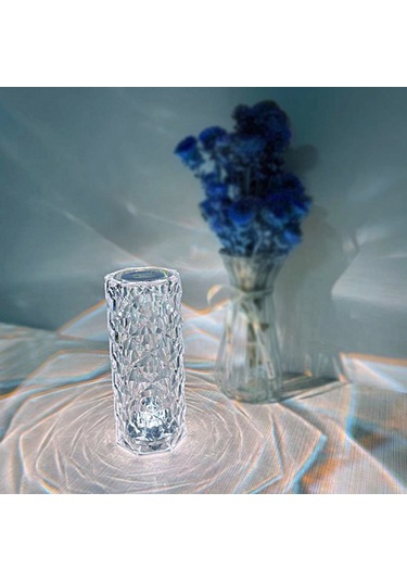 Neevoyu Akryl Rose Desenli Led Lamba, Dokunmatik 3 Renkli Sürekli Parlaklık Ayarlamalı, 2000mah Usb Şarj Edilebilir, Odalar & Dekorasyon İçin Şeffaf