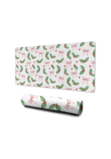 Noel Temalı 35.4x15.7 İnç Oyun Mouse Pad, Dikişli Kaymaz Kauçuk-a8