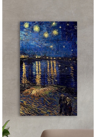 Doğal Taş Tablo - Van Gogh Eseri Tablo- Duvar Dekoru 30x50cm