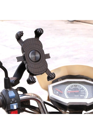 Singree Bisiklet Ve Motosiklet İçin 360 Dönebilen Evrensel Telefon Tutucu - Güvenli Ve Ayarlanabilir Siyah