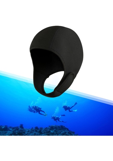 Suntek Scuba Diving Hood 2mm Neopren Dalış Wetsuit Sörf Siyah Siyah