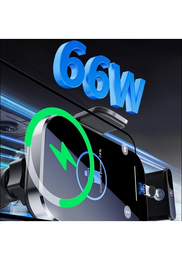 Araba Montajlı Telefon Tutucu Kablosuz Şarj Cihazı Hızlı Şarj Havalandırma Araç Şarj Tutucu Tek Dokunuş GÜMÜŞ