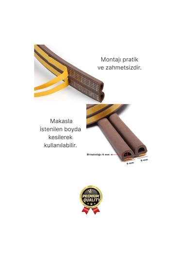 Güçlü Kendinden Yapışkanlı Kapı Pencere Soğuk Hava Geçirmez Yalıtım İzolasyon Kahve Fitil 6 Metre Diğer
