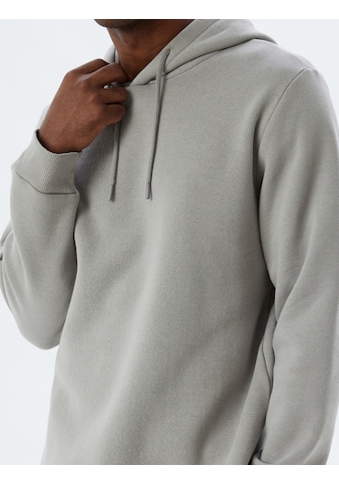 Koton Şardonlu Pamuklu Basic Kapşonlu Sweatshirt Gri 5wam70001mk Gri