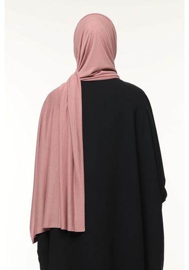 Hazır Pratik Geçmeli Lüks Düz Penye Şal Çapraz Hizalı Toz Pembe