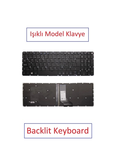 Siyah-ışıklı, Notebook Klavye - Acer Aspire 5 A515-51g-51ry Muadili İle Uyumlu