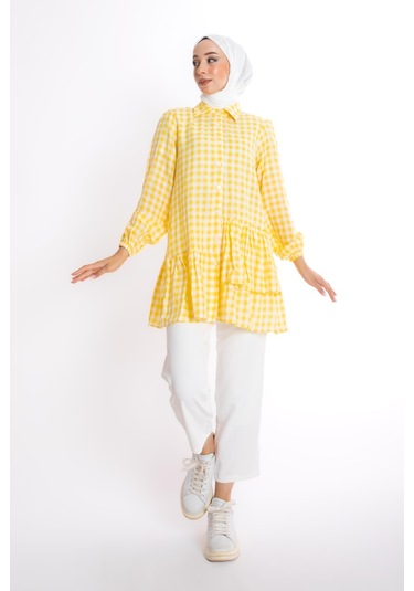 Ekose Sarı Tunik Çok Renkli