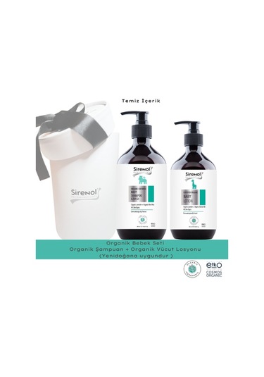 Sirenol Organik 2'li Bebek Bakım Seti - Şampuan +vücut Losyonu 400 Ml / 250 Ml