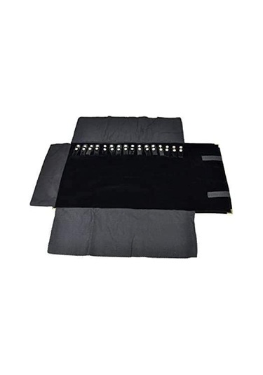 Springsun Yolculuk İçin Kadife Kuyumluk Saklama Çantası - 16 Tane Kolye/bilezik Bölmesi İle Dolaşım Kolaylığı Ve Korumalı Tasarım Siyah Berdo