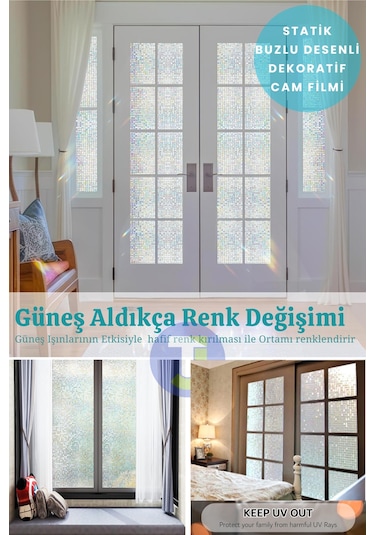 Technojet Statik Buzlu Desenli Cam Kaplama Filmi Duşa Kabin Ofis Balkon Dekorasyon Folyo 60cmx100cm Tk2016