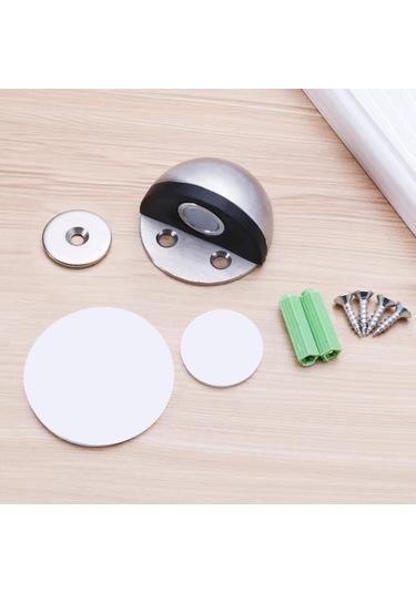 Geeroyoo Jemuon Kapı Durdurucu Seti, 8 Adet Paslanmaz Çelik Zemin Kapı Stoperi, Kauçuk Tamponlu Ve Kendinden Yapışkanlı Gümüş