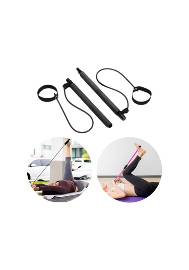 Suntek 2 Bölüm Pilates Bar Egzersiz Çubuğu Güç Siyah Siyah