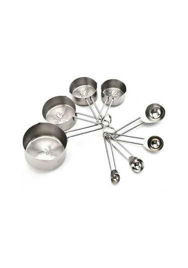 Pazly Altın 8 Adet Paslanmaz Çelik Ölçme Kaşığı Ve Bardak Seti - Mutfak Aksesuarları Altın