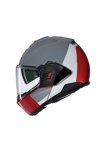 Nolan N120.1 Grafo Çenesi Arkaya Açılır Kask 349 Gri - Kırmızı
