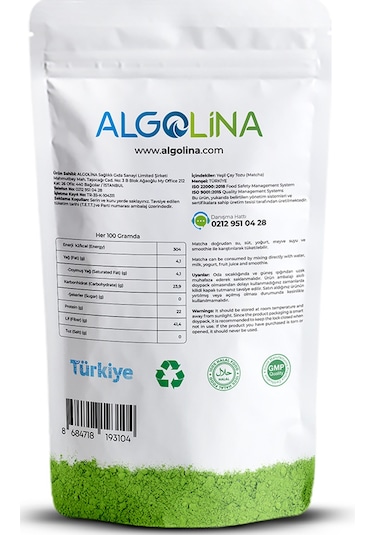 Algolina Matcha Yeşil Çay Tozu 3 x 50 G
