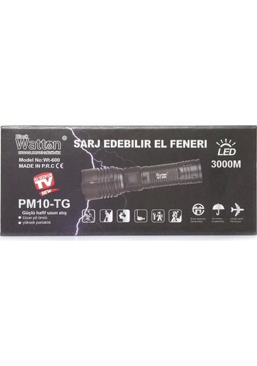 3000 Lümen Güçlü El Feneri Wt-600 Çok Renkli