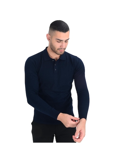 Cengiz İnler Polo Yaka Basic Erkek Triko Kazak