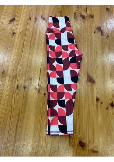 Toparlayıcı Spor Kapri Tayt Pembe - Beyaz