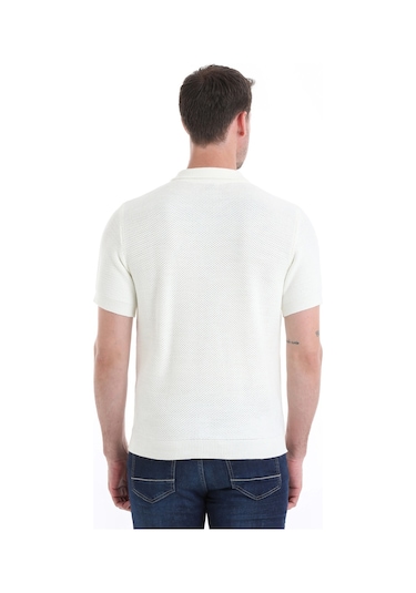 Hatemoğlu Regular Fit Düz Düğmeli Kısa Kollu Triko Hırka 34162024c001 048 - Ekru