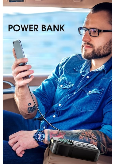 Robo Şarjlı Akü Ateşleyici 4ü Bir Arada Lastik Şişirici+powerbank+led Işık