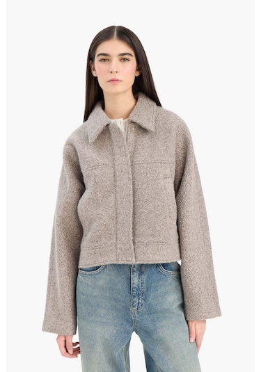 Defacto Regular Fit Polo Yaka Kaşe Mont E8630ax25augr476 Gri