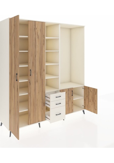 Kronos Dolap 13 Raflı 3 Çekmeceli 4 Kapaklı 220x59x243 Aytaşı-çam/aytaşı Atlas Çam/aytası