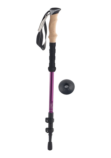 Mor 6061 Alüminyum Alaşımlı Teleskopik Yürüyüş Bastonu Kilitli Mantar Saplı 3 Bölmeli Düz Saplı Yürüyüş Bastonu Diğer