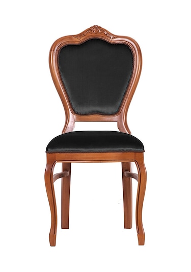 Masifart_Mobilya Masifart Putridus Klasik Oymalı Sandalye Ceviz Füme Kadife