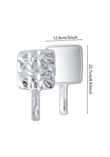 Sıvı Şekil Kare Ayna Mini El Tipi Masaüstü Kozmetik Taşınabilir Makyaj Aynası Seyahat Retro Stil Güzellik Aynası Çanta İçin L