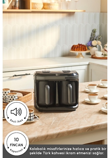 Karaca Hatır Hüp Düet 10 Fincan Kapasiteli Bol Köpüklü Aromalı, Közde ve Türk Kahve Makinesi