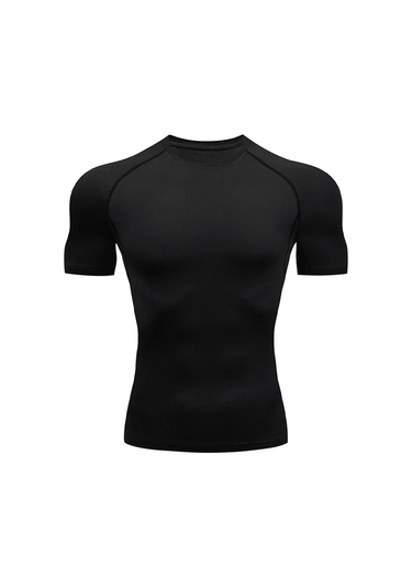 Snapbuy Erkek Fitness Sıkıştırma Tişörtü - Hızlı Kuruma Gym Egzersiz Üstü O-boyun T Gömlekblack Black