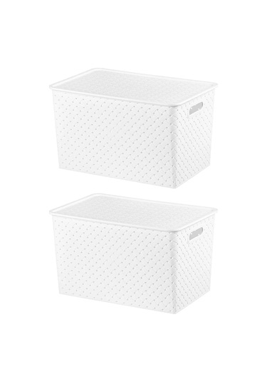 El Casa Kapaklı Saklama Sepeti 2'li, 14 Lt 28910634 Beyaz
