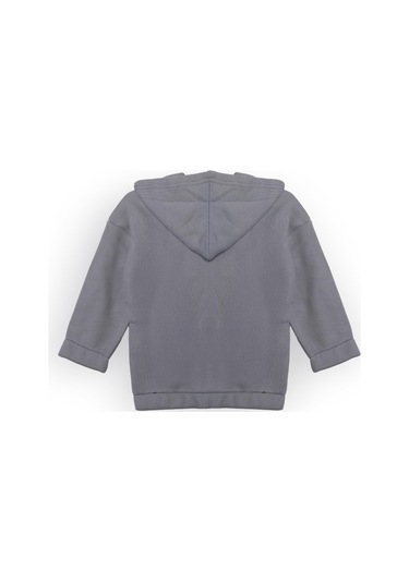 Luess Unisex Çocuk %100 Pamuklu Kedi Nakışlı Kışlık Hırka -gri 3-4 Yaş 8-9 Yaş Gri