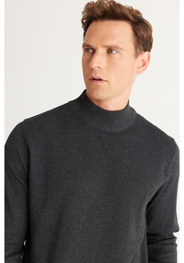 AC&Co / Altınyıldız Classics Erkek Füme Standart Fit Normal Kesim Yarım Balıkçı Yaka Hafif Salaş Pamuklu Triko 4A4921100008FUMM Füme AC&Co / Altınyıldız Classics Erkek Füme Standart Fit Normal Kesim Yarım Balıkçı Yaka Hafif Salaş Pamuklu Triko 4A4921100008FUMM Füme