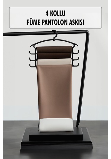 Füme Pantolon Askısı & Dolap Düzenleyici Askı Gri