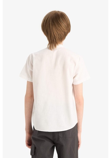 Defacto Erkek Çocuk Hakim Yaka Kısa Kollu Gömlek F3583a825smwt34 Beyaz