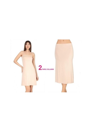 Lüx Drm 3007 Bayan Bambu Kombinezon Uzun Jüpon 2 Farklı Kullanım Ten