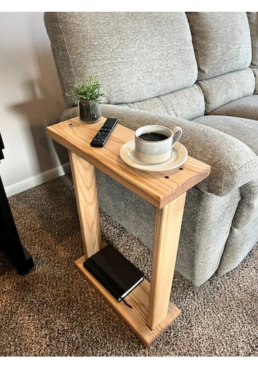 Masif Ahşap Yan Sehpa Naturel