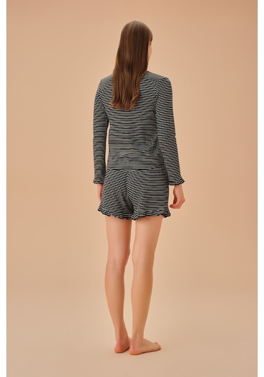 Suwen Elsa Maskülen Şort Takımı Sh25193667b911 Siyah Baskılı Siyah