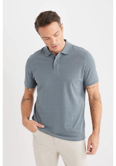 DeFacto %100 Pamuk Regular Fit Polo Yaka Kısa Kollu Basic Düz Pike Kumaş Tişört C1293AX25SPGR314 DeFacto %100 Pamuk Regular Fit Polo Yaka Kısa Kollu Basic Düz Pike Kumaş Tişört C1293AX25SPGR314