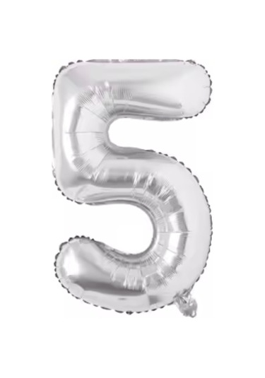 5 Rakamı Folyo Gümüş Folyo Balon 76cm 34 Karışık Renkli
