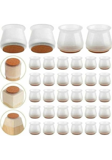 Flybuy Silikon Sandalye Glide 34 Parça, Yuvarlak Ve Kare Keçe Sandalye İpuçları, Parke İçin Çizilmez Sandalye Bacak Koruyucusu, Fonepro -