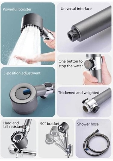Trendooze Yeni Ve Ve Üç Tıkanma Pp Pamuklu Önleyici Nozul Modu Masaj Hortumu Filtreli Filtreli Duşu Duş Duş Duş Başlığı Başlığı Başlığı Ayarlanabilir 2023 Cy Gri