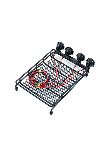 Youtek Araç Tavan Bagaj Rafı Led Işıklı Metal Siyah 1/10 1/12 1/14 Scx10 Cc01 Mn D90 D91 D99 Uyumlu B3 Model Ağızlı Lentil