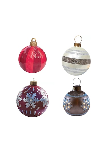 Qingmipy Pvc Noel Şarap Kırmızısı Hava Dolgulu Top 60cm - Kar Taneleri Desenli, Pompa Dahil, Dışarı/içeri Dekorasyon, Noel/yeni Yıl Festivalleri