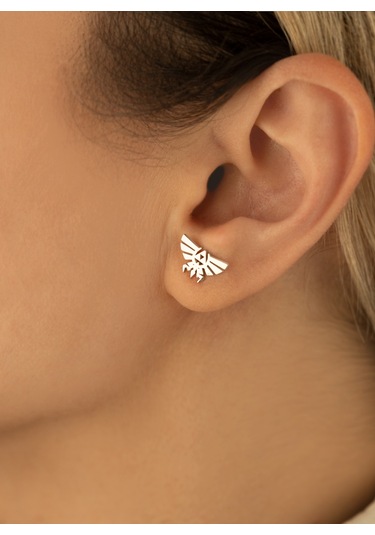 Dkmn Gümüş 925 Ayar Gümüş Zelda Logolu Küpe