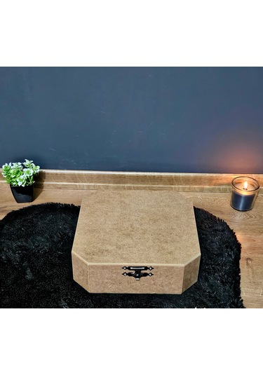 Ahşap Sekizgen Kare Model 9 Bölmeli Aksesuar Kutusu Ham Boyanır